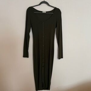 Charcoal Button-Down Midi Dress